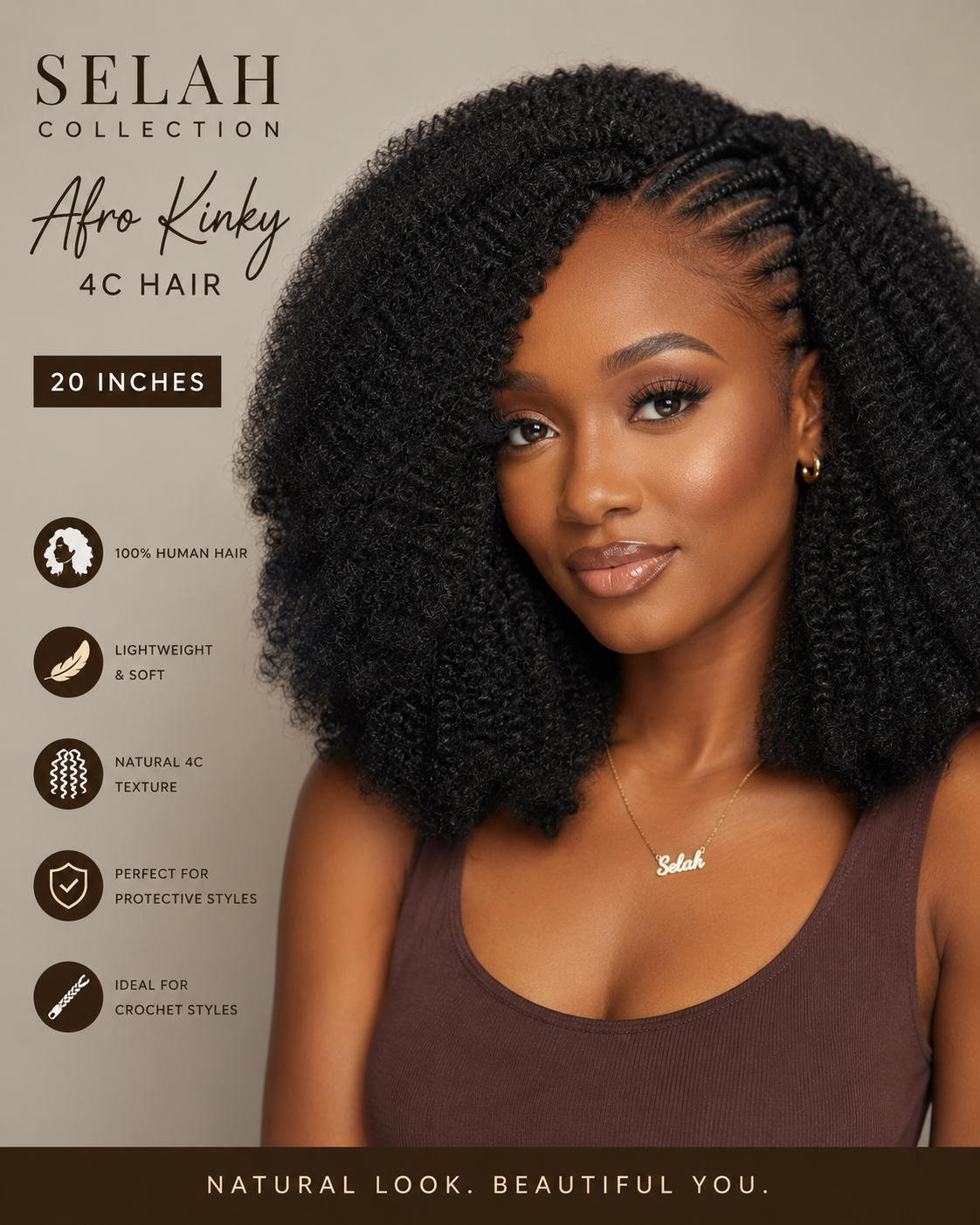Selah Afro Kinky 4C Crochet Hair 20” | Natural Textured Hair | HairbyVictoria - Image 4